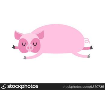 Sleeping pig. Farm Animal is sleeping. Sleepy swine
