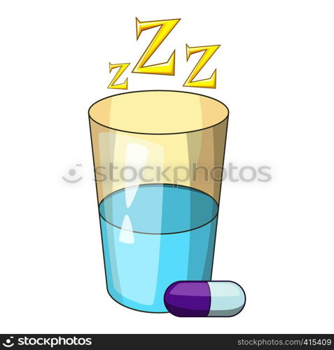 Sleeping pill icon. Cartoon illustration of sleeping pill vector icon for web. Sleeping pill icon, cartoon style