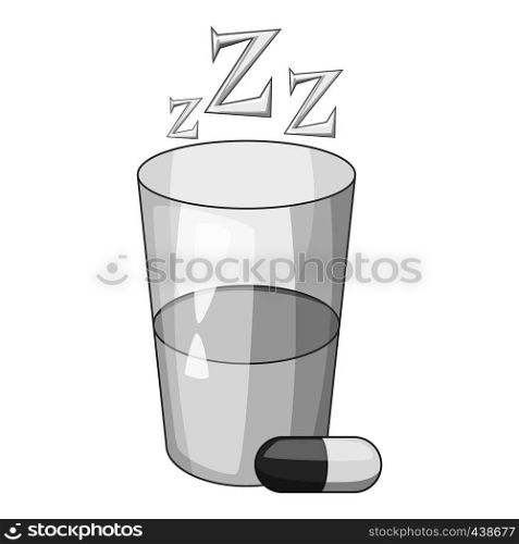 Sleeping pill icon in monochrome style isolated on white background vector illustration. Sleeping pill icon monochrome