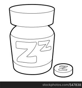 Sleeping pill icon. Outline illustration of sleeping pill vector icon for web design. Sleeping pill icon, outline style