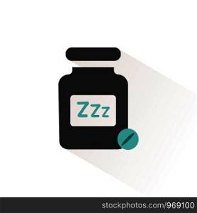 Sleeping pills. Flat color icon with beige shade. Pharmacy and medicine vector illustration