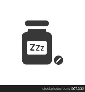 Sleeping pills icon. Isolated image. Flat pharmacy and medicine vector illustration
