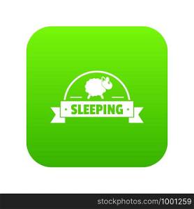 Sleeping sheep icon green vector isolated on white background. Sleeping sheep icon green vector