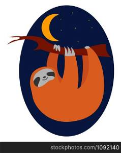 Sleeping sloth, illustration, vector on white background.