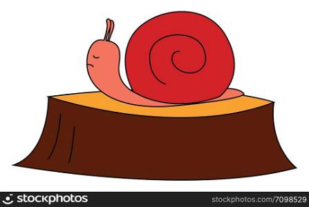 Sleeping snail, illustration, vector on white background.