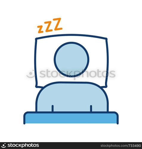 Sleeping time color icon. Rest. Daily routine. Stress prevention and treatment. Healthy sleep. Isolated vector illustration. Sleeping time color icon