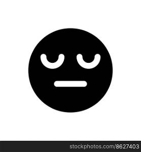 Sleepy face emoji black glyph ui icon. Indifferent emotion. Feelings expression. User interface design. Silhouette symbol on white space. Solid pictogram for web, mobile. Isolated vector illustration. Sleepy face emoji black glyph ui icon