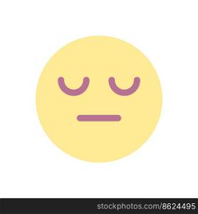 Sleepy face emoji flat color ui icon. Indifferent emotion. Feelings expression. Disappointment. Simple filled element for mobile app. Colorful solid pictogram. Vector isolated RGB illustration. Sleepy face emoji flat color ui icon