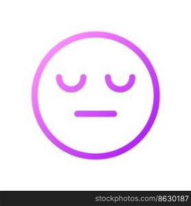 Sleepy face emoji pixel perfect gradient linear ui icon. Indifferent emotion. Feelings expression. Line color user interface symbol. Modern style pictogram. Vector isolated outline illustration. Sleepy face emoji pixel perfect gradient linear ui icon