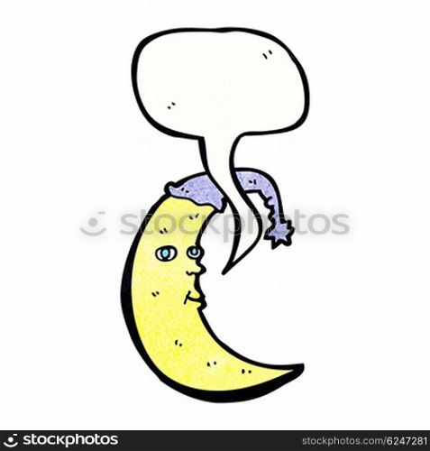 sleepy moon cartoon with speech bubble