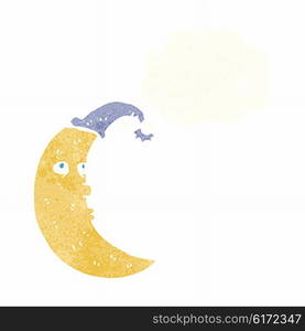 sleepy moon cartoon with thought bubble