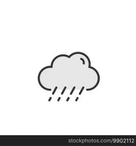 Sleet and cloud. Filled color icon. Isolated weather vector illustration