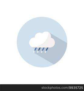 Sleet and cloud. Flat color icon on a circle. Weather vector illustration