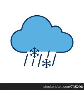 Sleet weather color icon. Wet snow. Mixed snow and rain. Weather forecast. Isolated vector illustration. Sleet weather color icon
