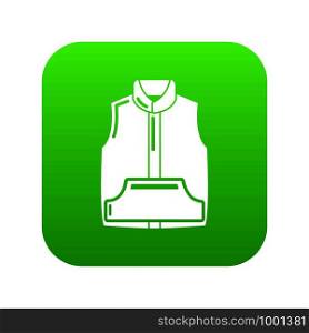 Sleeveless jacket icon green vector isolated on white background. Sleeveless jacket icon green vector