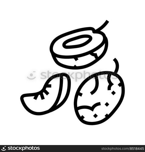 slice blue plum fruit line icon vector. slice blue plum fruit sign. isolated contour symbol black illustration. slice blue plum fruit line icon vector illustration