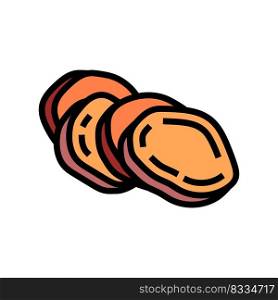 slice cut sweet potato color icon vector. slice cut sweet potato sign. isolated symbol illustration. slice cut sweet potato color icon vector illustration