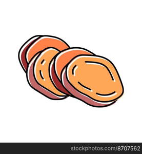 slice cut sweet potato color icon vector. slice cut sweet potato sign. isolated symbol illustration. slice cut sweet potato color icon vector illustration