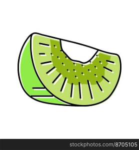 slice fresh kiwi color icon vector. slice fresh kiwi sign. isolated symbol illustration. slice fresh kiwi color icon vector illustration