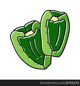 slice green pepper color icon vector. slice green pepper sign. isolated symbol illustration. slice green pepper color icon vector illustration