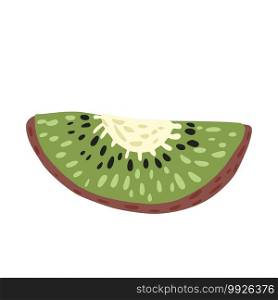 Slice kiwi isolated on white background. Abstract tropical fruit. Doodle vector illustration.. Slice kiwi isolated on white background. Abstract tropical fruit.