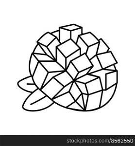 slice mango cube leaf line icon vector. slice mango cube leaf sign. isolated contour symbol black illustration. slice mango cube leaf line icon vector illustration