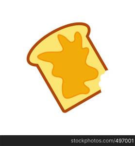 Slice of bread with honey flat icon isolated on white background. Slice of bread with honey
