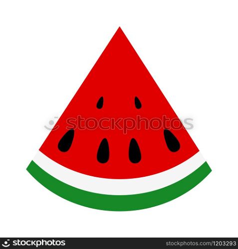 Slice of juicy summer watermelon, icon on white background. Slice of juicy summer watermelon