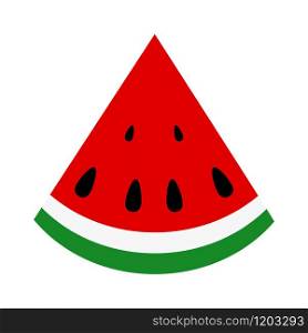 Slice of juicy summer watermelon, icon on white background. Slice of juicy summer watermelon