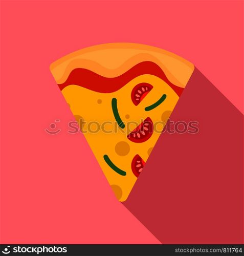 Slice of mozzarella pizza icon. Flat illustration of slice of mozzarella pizza vector icon for web design. Slice of mozzarella pizza icon, flat style