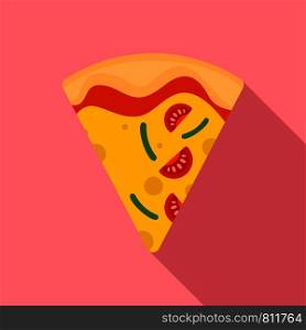 Slice of mozzarella pizza icon. Flat illustration of slice of mozzarella pizza vector icon for web design. Slice of mozzarella pizza icon, flat style
