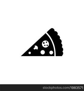 Slice of Pizza, Fast Food. Flat Vector Icon illustration. Simple black symbol on white background. Slice of Pizza, Fast Food sign design template for web and mobile UI element. Slice of Pizza, Fast Food Flat Vector Icon