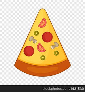 Slice of pizza icon. Cartoon illustration of slice of pizza vector icon for web design. Slice of pizza icon, cartoon style