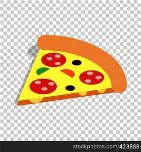 Slice of pizza isometric icon 3d on a transparent background vector illustration. Slice of pizza isometric icon