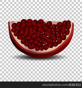 Slice of pomegranate icon. Realistic illustration of slice of pomegranate vector icon for on transparent background. Slice of pomegranate icon, realistic style