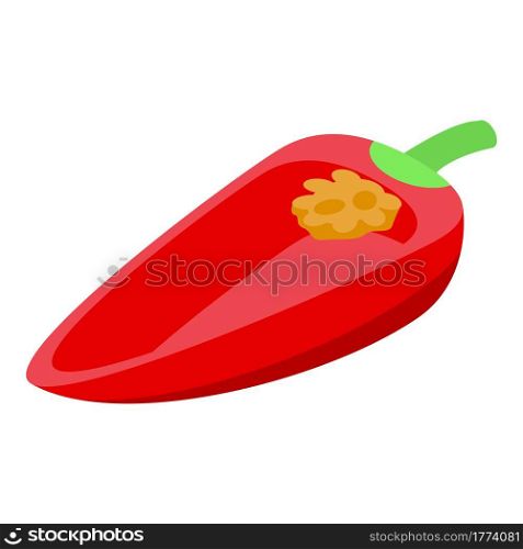 Slice of red paprika icon. Isometric of Slice of red paprika vector icon for web design isolated on white background. Slice of red paprika icon, isometric style