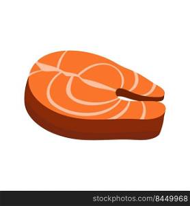 Slice of salmon fish semi flat color vector object. Full sized item on white. Portion of food for grilling. Prepare fish meal. Simple cartoon style illustration for web graphic design and animation. Slice of salmon fish semi flat color vector object