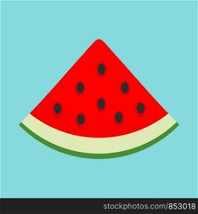 Slice of watermelon icon. Flat illustration of slice of watermelon vector icon for web design. Slice of watermelon icon, flat style