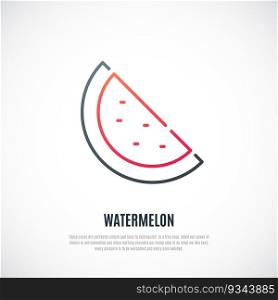 Slice of watermelon isolated on white background Summer fruit emblem. Vector illustration.