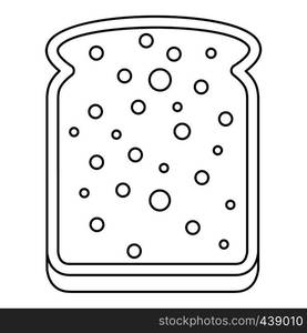 Slice of white bread icon in outline style isolated vector illustration. Slice of white bread icon outline