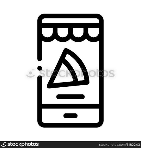 Slice Pizza Phone Icon Vector. Outline Slice Pizza Phone Sign. Isolated Contour Symbol Illustration. Slice Pizza Phone Icon Vector Outline Illustration