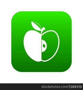 Sliced apple icon digital green for any design isolated on white vector illustration. Sliced apple icon digital green