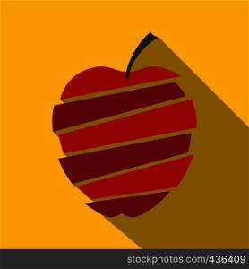 Sliced apple icon. Flat illustration of sliced apple vector icon for web on yellow background. Sliced apple icon, flat style