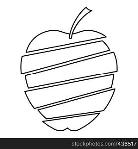 Sliced apple icon in outline style isolated on white background vector illustration. Sliced apple icon, outline style