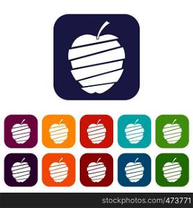 Sliced apple icons set vector illustration in flat style In colors red, blue, green and other. Sliced apple icons set flat