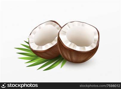 Sliced Coconut Isolated on White Background. Realistic vector illustration EPS10. Sliced Coconut Isolated on White Background. Realistic vector illustration