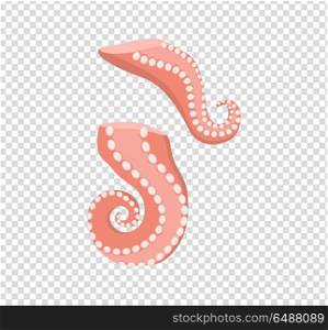 Sliced Octopus Tentacles Variations Illustration. Sliced octopus tentacles vector patterns in color. Seafood concept illustration in flat style design. Prepared octopus tentacles. Healthy eating marine products.