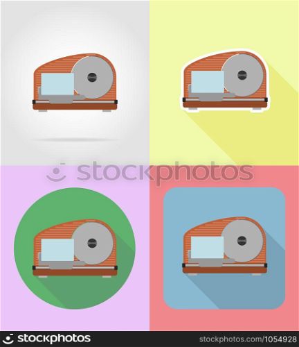 slicer household appliances for kitchen flat icons vector illustration isolated on background