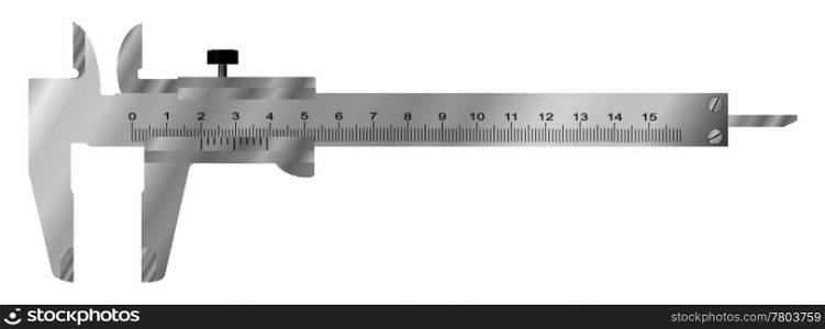 Slide gauge. (Sliding / vernier call). Vector illustration. Isolated on white.