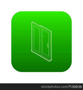 Sliding door icon green vector isolated on white background. Sliding door icon green vector